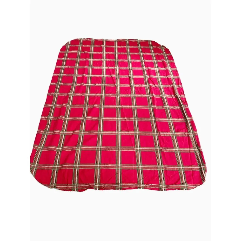 Lenox Cotton Fabric Tablecloth Red & Green Plaid Oval Rustic Country Farmhouse